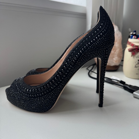 Valentino Garavani Black Peep Toe Heels - Picture 1 of 7